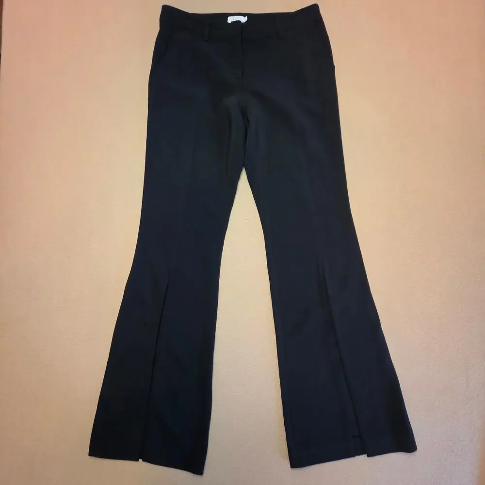 ALC A.L.C. Capen Split Hem Flare Leg Pants Black Sz 4 Italian Crepe 2PANT00096